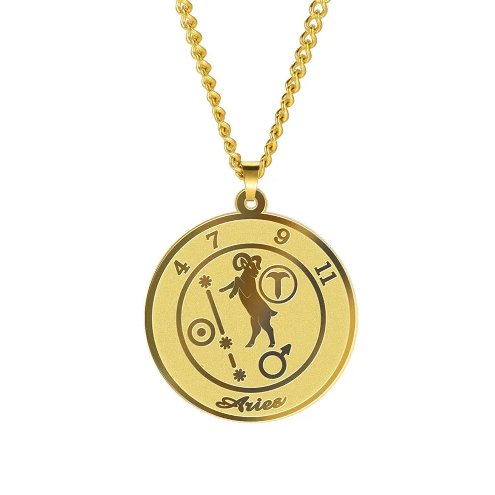 Astrological Zodiac Sign Pendant Necklace for Men or Women