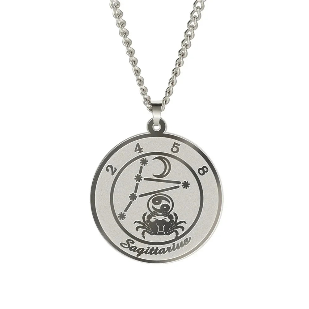 Astrological Zodiac Sign Pendant Necklace for Men or Women