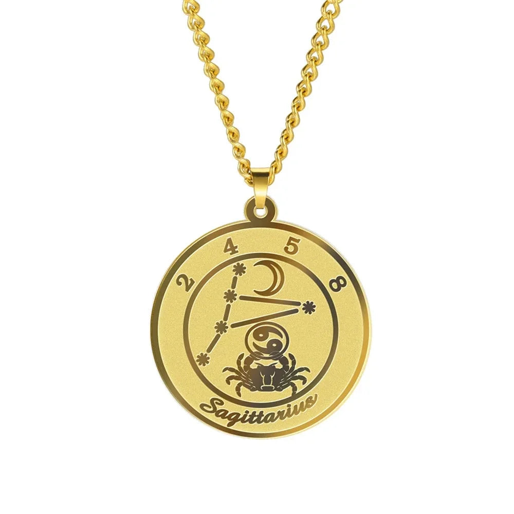 Astrological Zodiac Sign Pendant Necklace for Men or Women