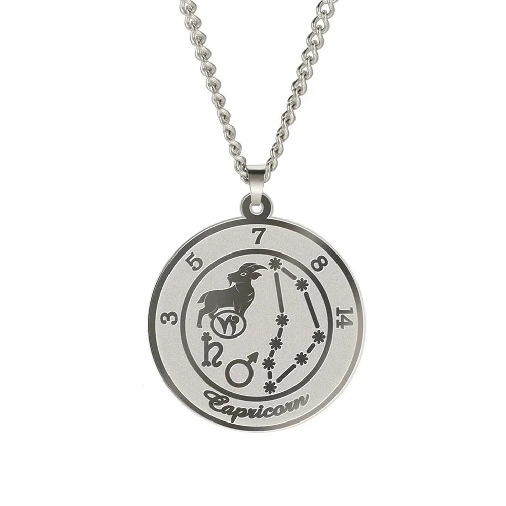 Astrological Zodiac Sign Pendant Necklace for Men or Women