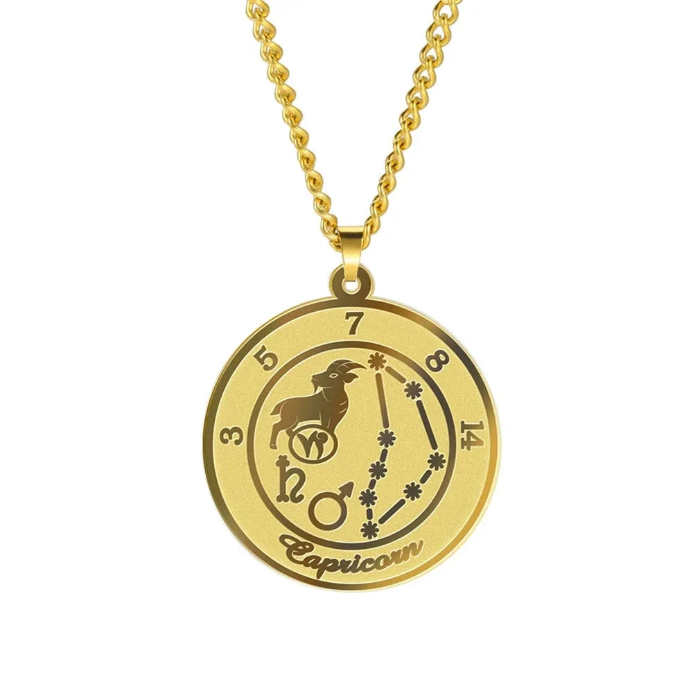 Astrological Zodiac Sign Pendant Necklace for Men or Women