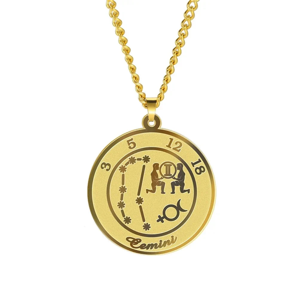 Astrological Zodiac Sign Pendant Necklace for Men or Women
