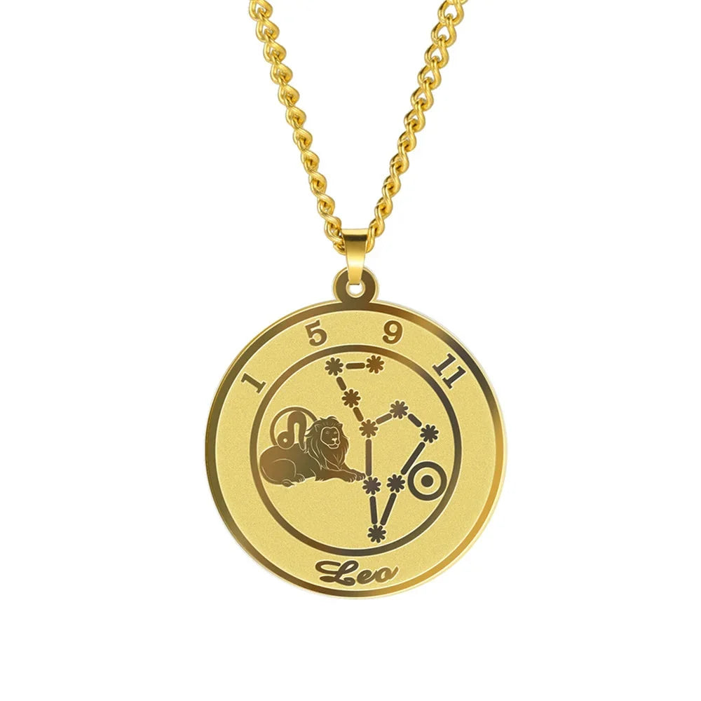 Astrological Zodiac Sign Pendant Necklace for Men or Women