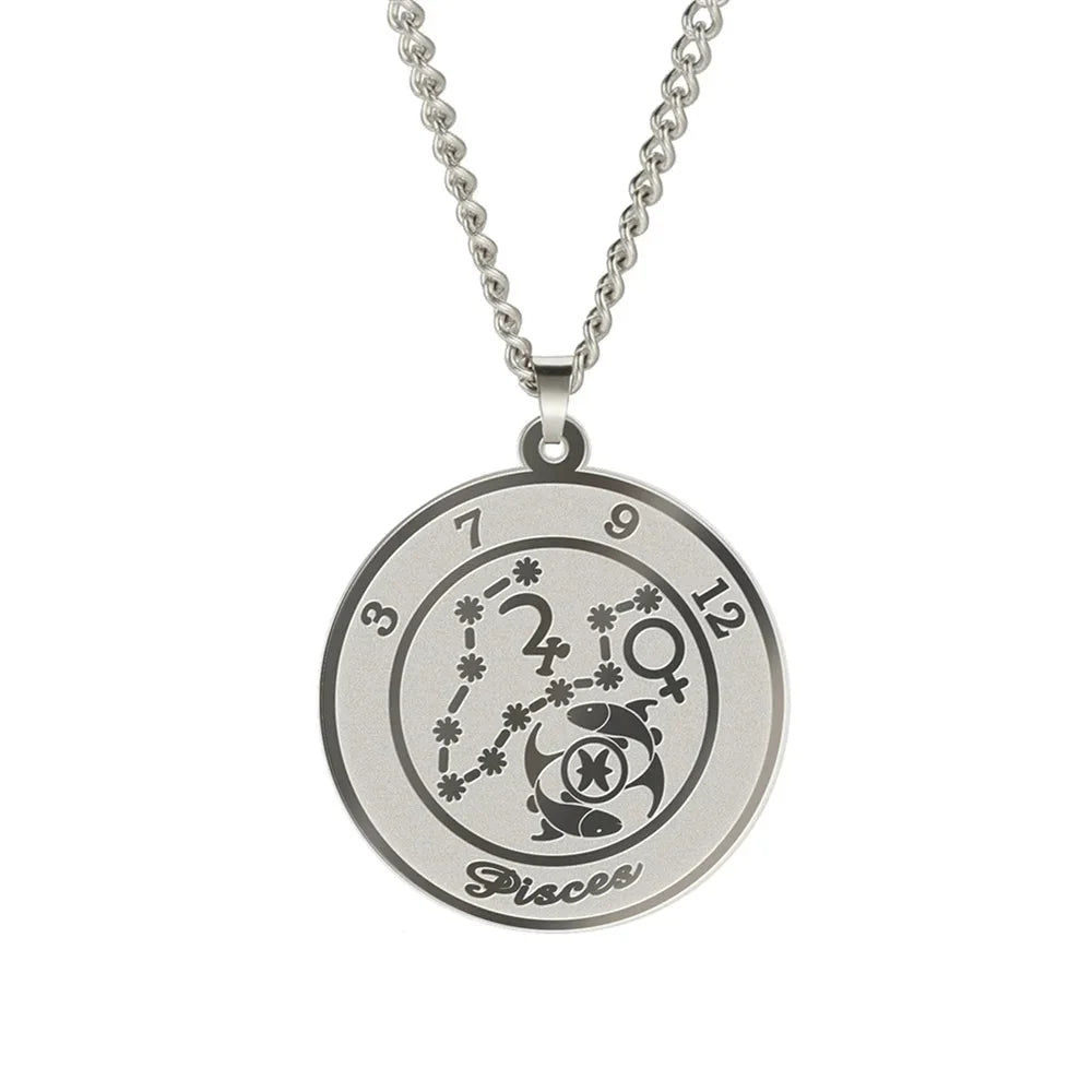 Astrological Zodiac Sign Pendant Necklace for Men or Women