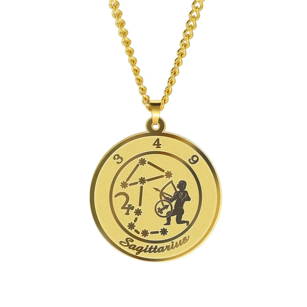 Astrological Zodiac Sign Pendant Necklace for Men or Women