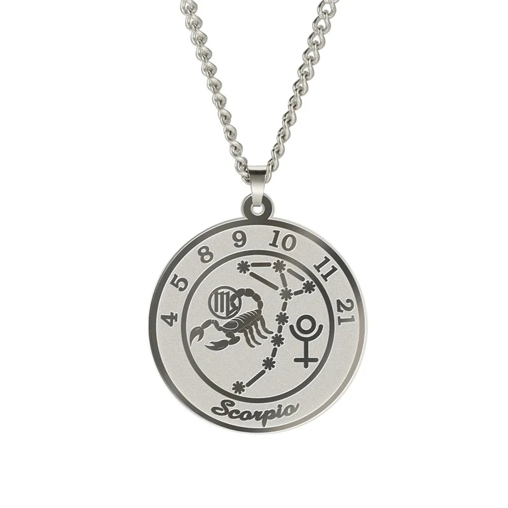 Astrological Zodiac Sign Pendant Necklace for Men or Women