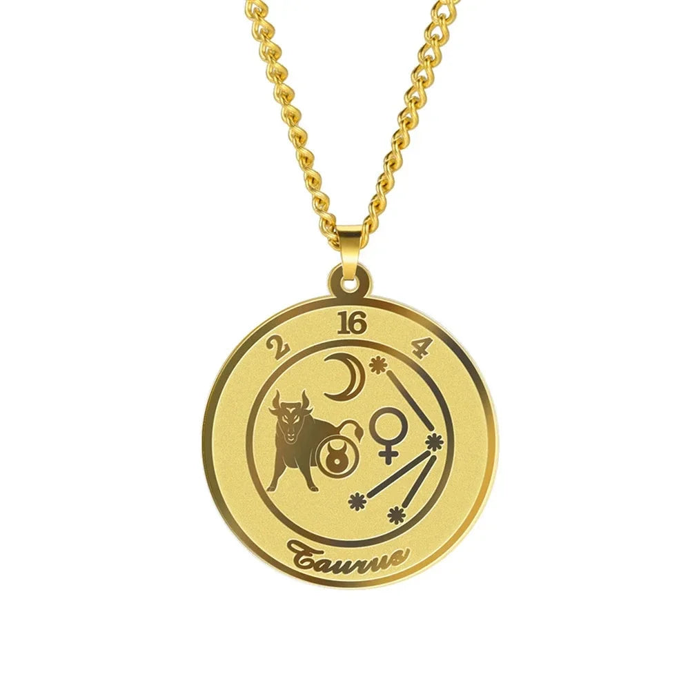 Astrological Zodiac Sign Pendant Necklace for Men or Women