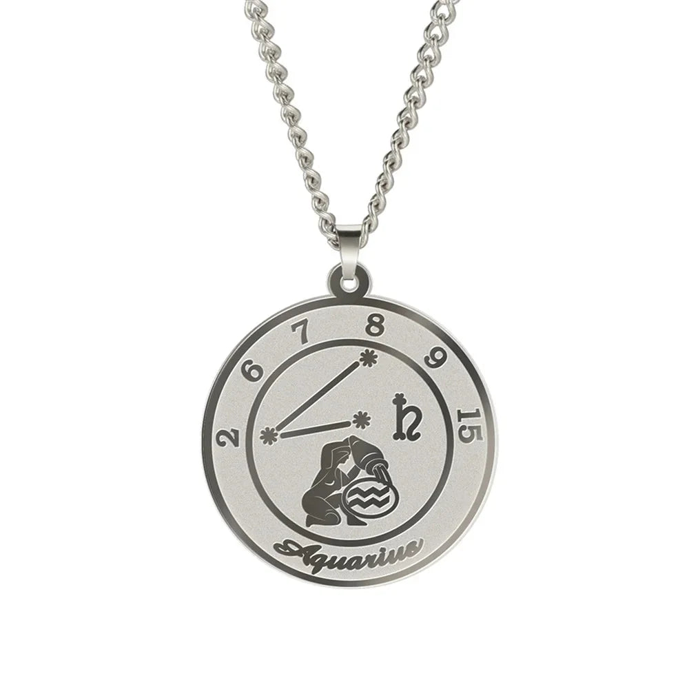 Astrological Zodiac Sign Pendant Necklace for Men or Women