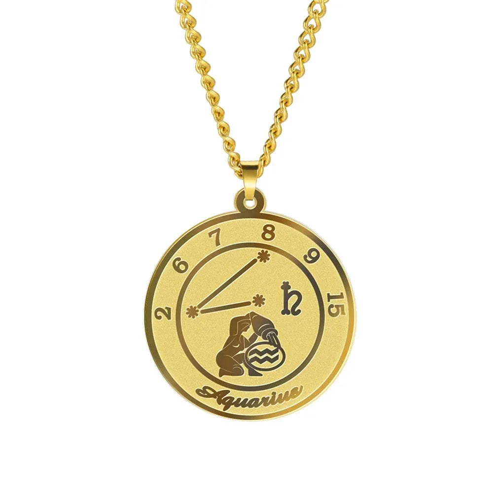 Astrological Zodiac Sign Pendant Necklace for Men or Women