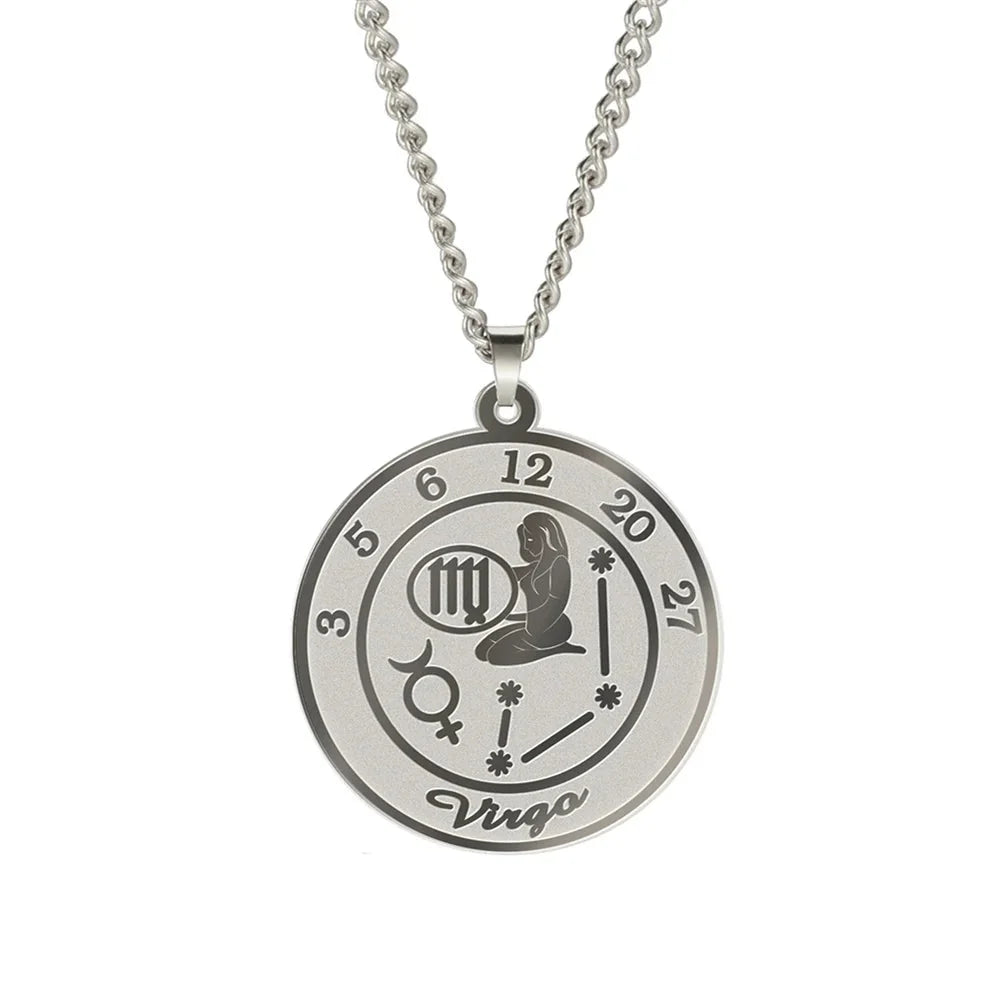 Astrological Zodiac Sign Pendant Necklace for Men or Women