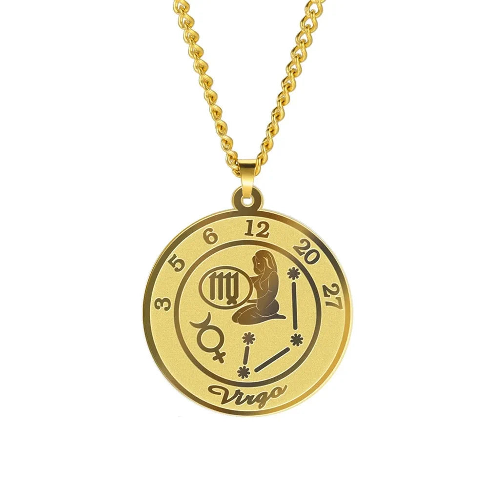 Astrological Zodiac Sign Pendant Necklace for Men or Women