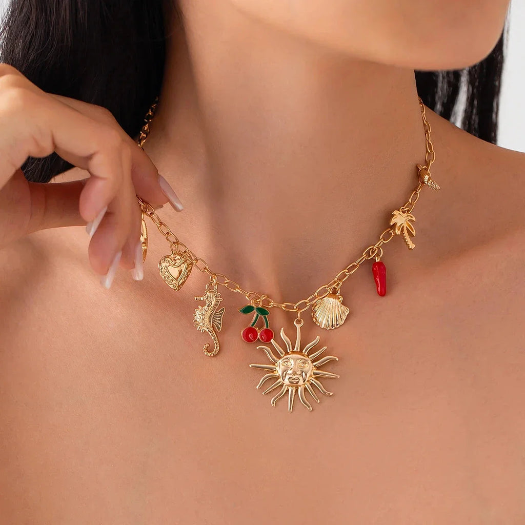 Necklace with Sun and Shell Pendant 1