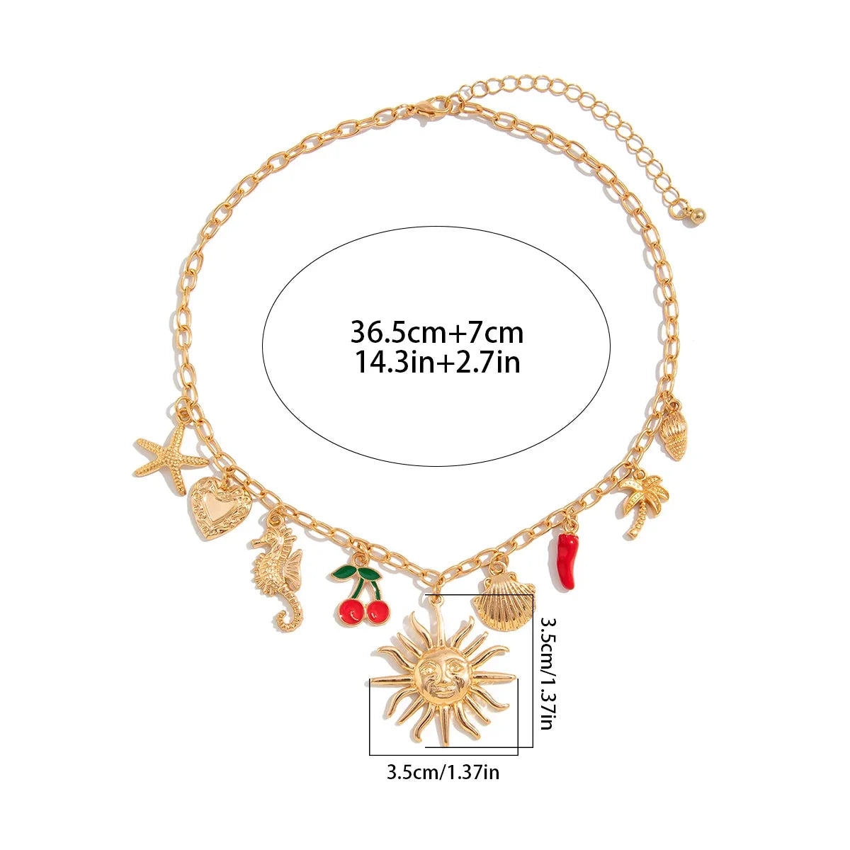 Necklace with Sun and Shell Pendant