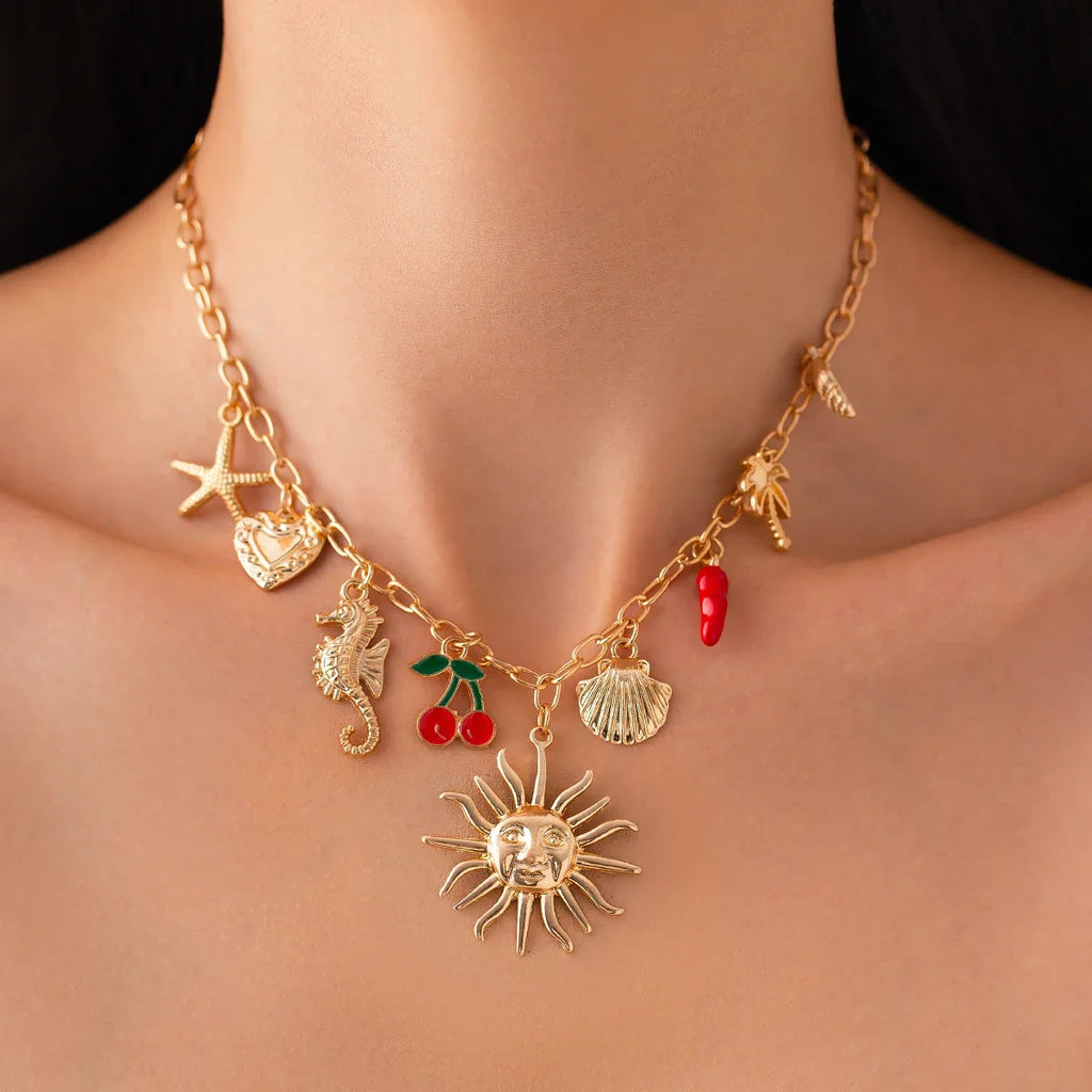 Necklace with Sun and Shell Pendant 1