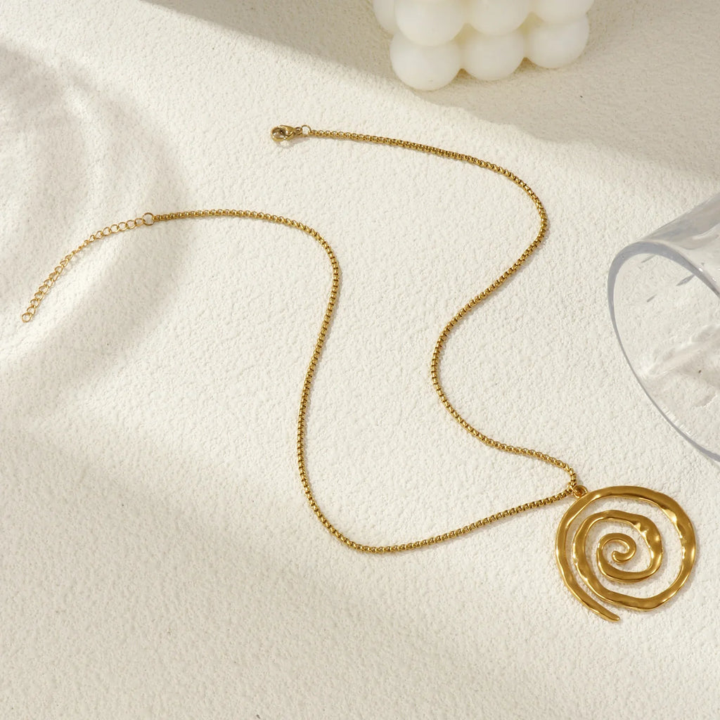 Gold-tone spiral pendant necklace