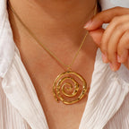 Gold-tone spiral pendant necklace