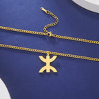 Necklace with symbolic Berber "yaz" Arabic pendant for women, gold