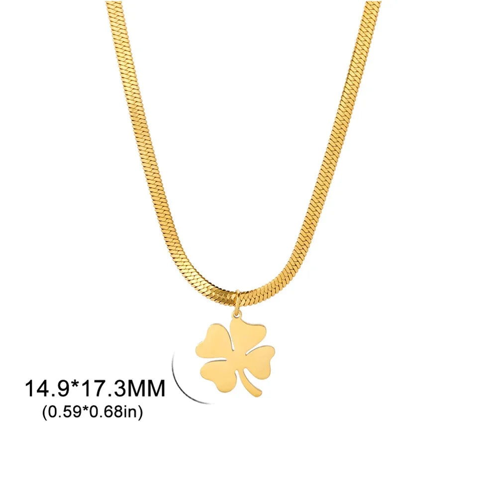 Necklace with Lucky Four-Leaf Clover Pendant