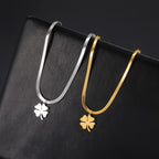 Necklace with Lucky Four-Leaf Clover Pendant in silver