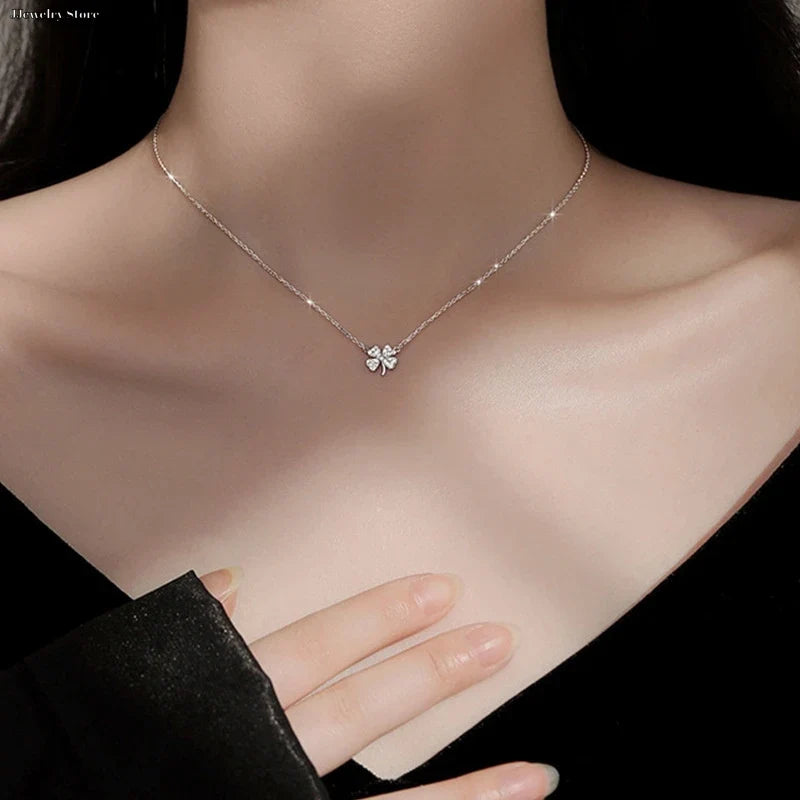Four-Leaf Clover Good Luck Pendant Necklace for Women