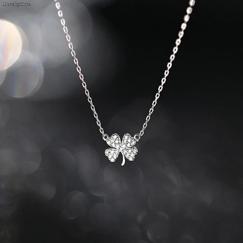 Four-Leaf Clover Good Luck Pendant Necklace for Women