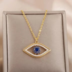 Necklace with Blue Turkish Evil Eye Zircon Pendant gold