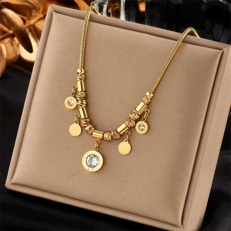 Necklace with Zircon Pendants