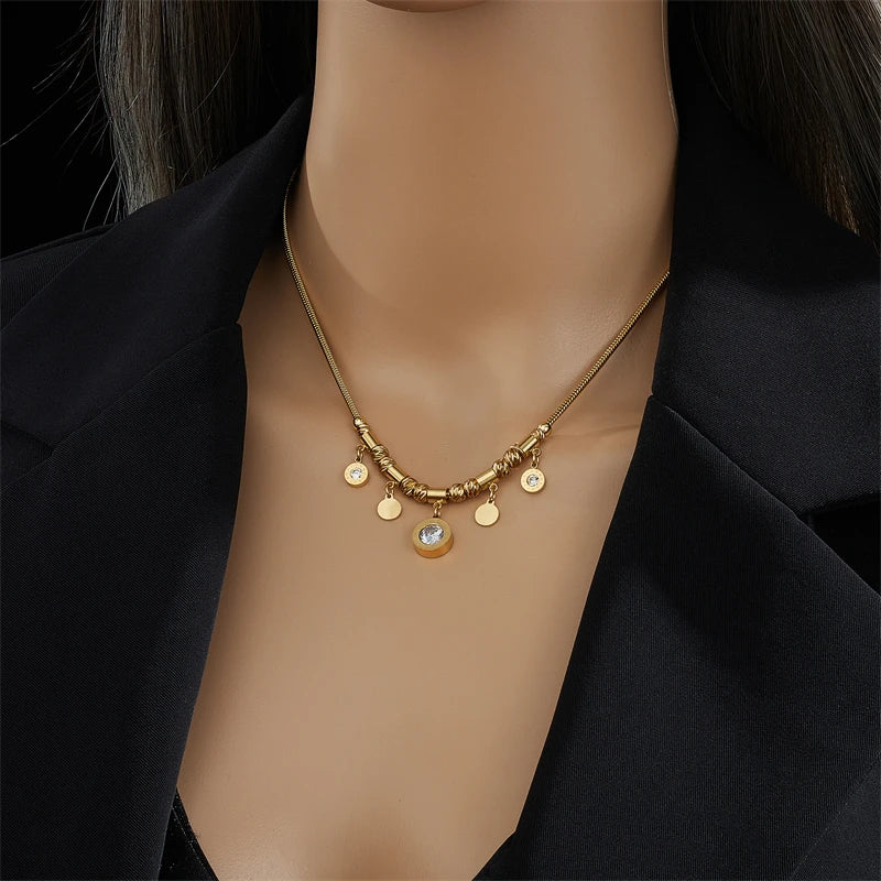 Necklace with Zircon Pendants