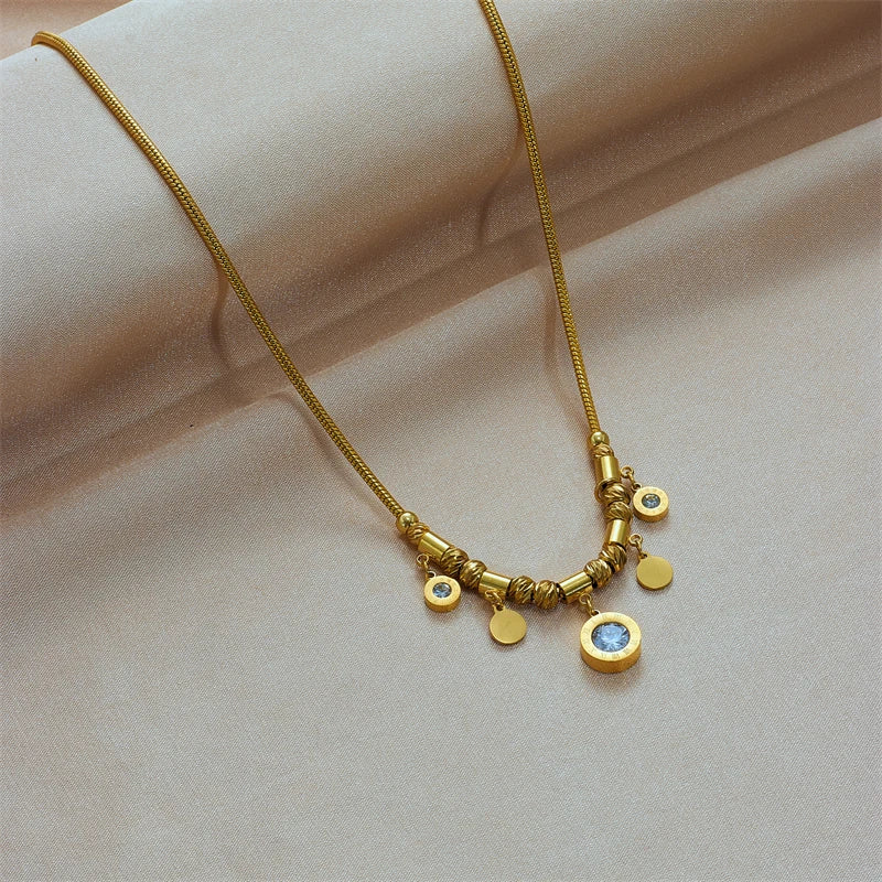 Necklace with Zircon Pendants