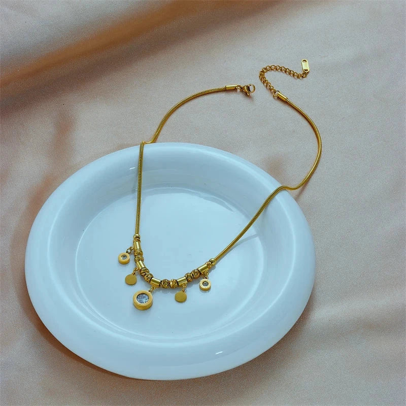 Necklace with Zircon Pendants
