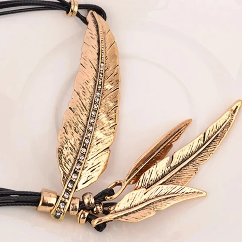 Necklace with Gold Feather Pendant