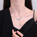 Moonstone Pendant Necklace with Zircon Stars
