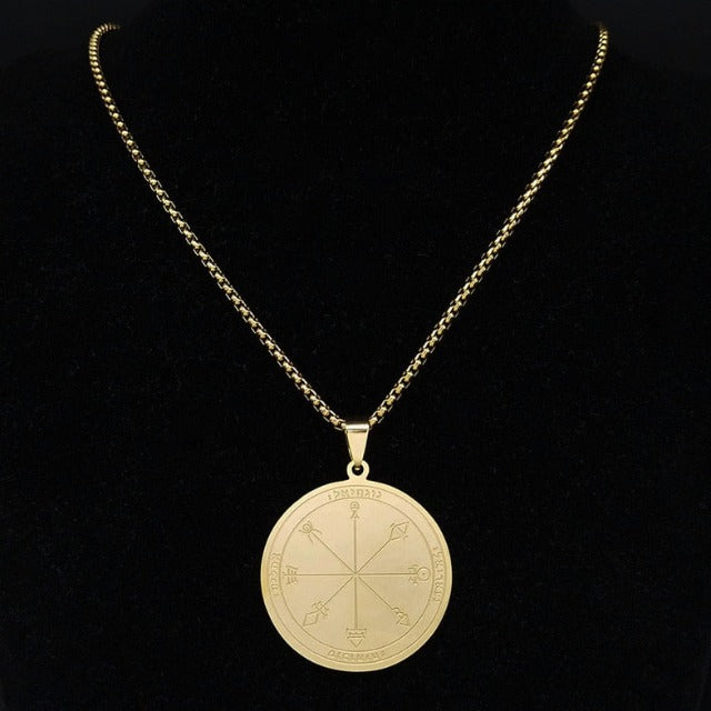 Necklace with Protection Talisman Silver & Gold gold