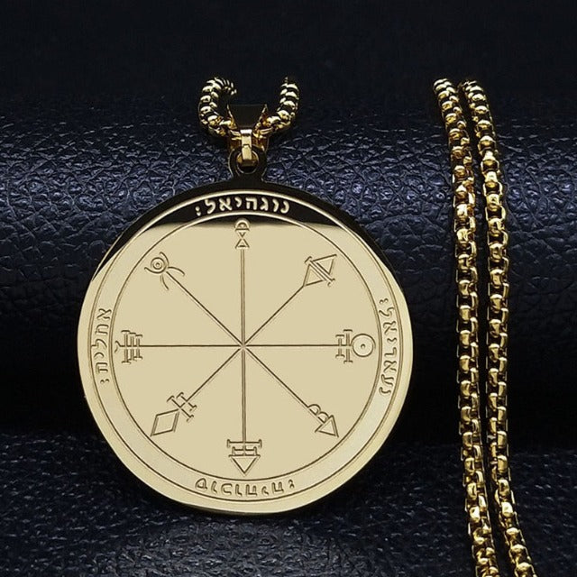 Necklace with Protection Talisman Silver & Gold gold