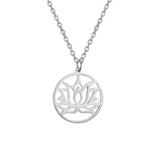 Buddhist Necklace Lotus Flower silver