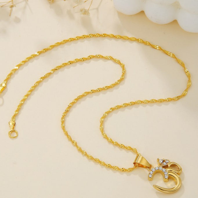 Gold OM Buddhist Necklace