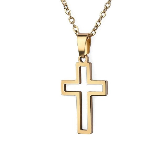 Christian Necklace Jesus Cross Pendant for Men and Women gold