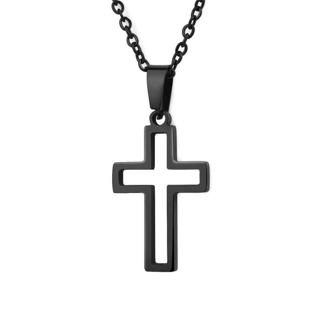 Christian Necklace Jesus Cross Pendant for Men and Women black