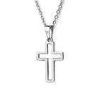 Christian Necklace Jesus Cross Pendant for Men and Women silver