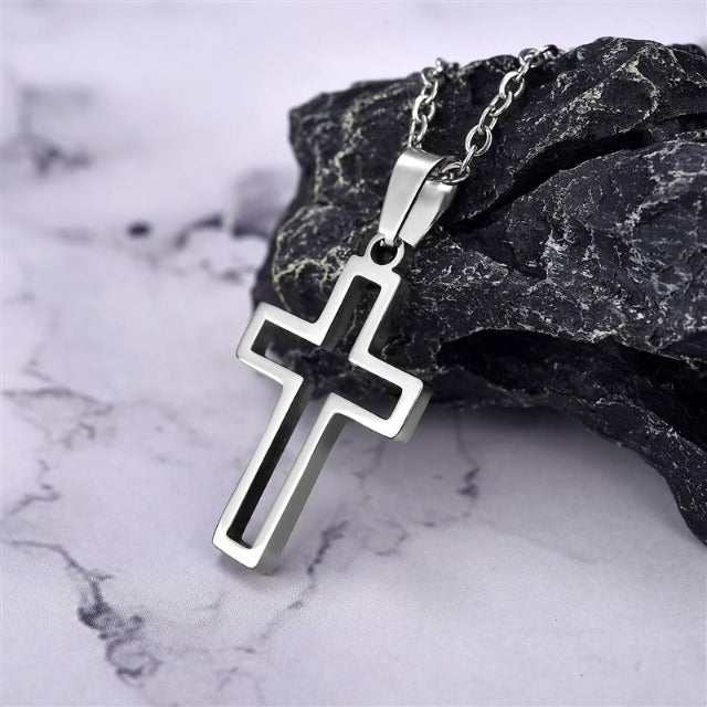 Christian Necklace Jesus Cross Pendant for Men and Women silver