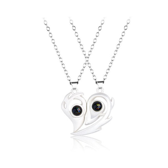 Separable Heart Necklace for Couples silver