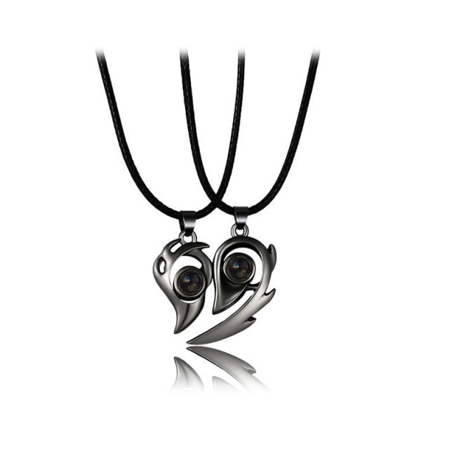 Separable Heart Necklace for Couples black 