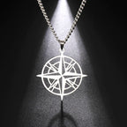 Compass Necklace with Wind Rose Compass Pendant silver