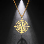 Compass Necklace with Wind Rose Compass Pendant gold