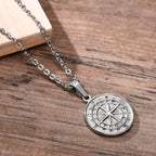 Compass Necklace for Men Gold & Silver silver