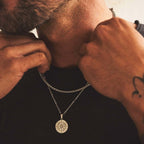 Compass Necklace for Men Gold & Silver silver