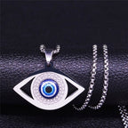 Blue Greek Turkish Evil Eye Necklace Matiasma Mataki Silver Pendant