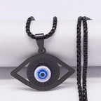 Blue Greek Turkish Evil Eye Necklace Matiasma Mataki Black Pendant