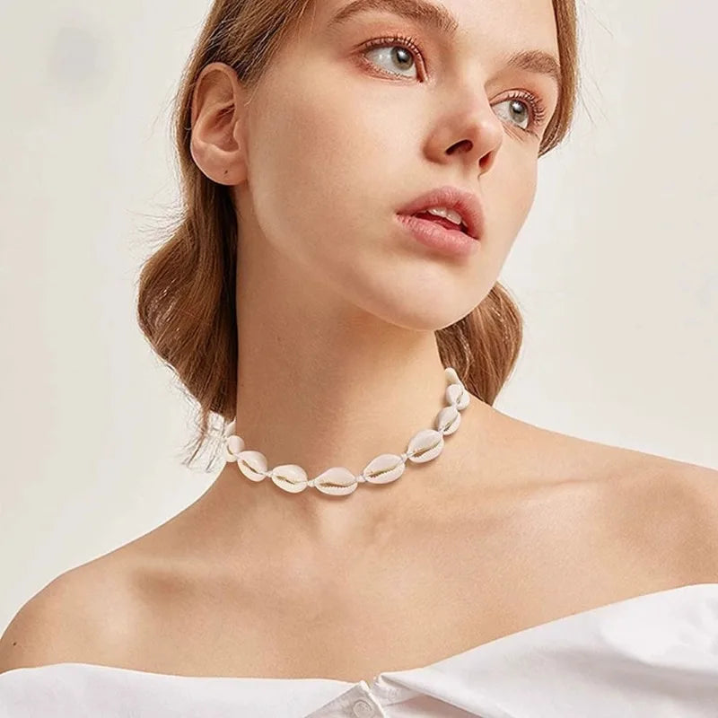 White cowrie shell necklace