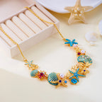 Gold and blue shell necklace